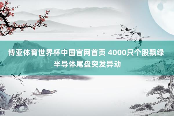 博亚体育世界杯中国官网首页 4000只个股飘绿 半导体尾盘突发异动