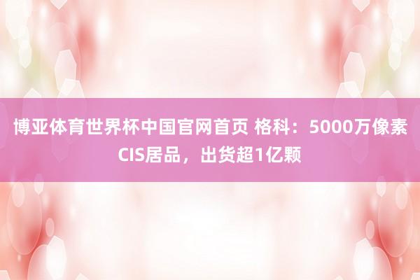 博亚体育世界杯中国官网首页 格科:5000万像素CIS居品,出货超1亿颗
