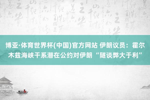 博亚·体育世界杯(中国)官方网站 伊朗议员：霍尔木兹海峡干系潜在公约对伊朗 “隧谈弊大于利”