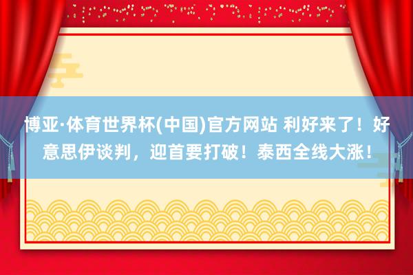博亚·体育世界杯(中国)官方网站 利好来了!好意思伊谈判,迎首要打破!泰西全线大涨!