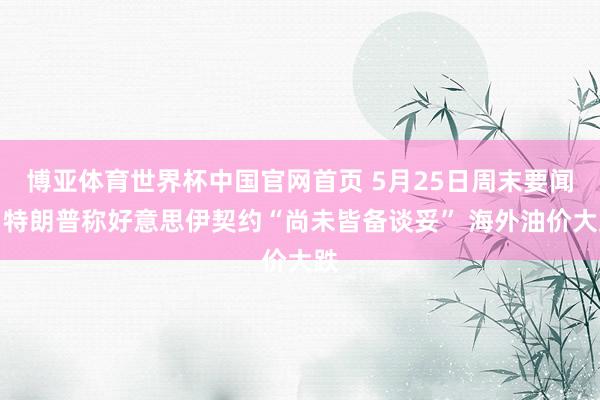 博亚体育世界杯中国官网首页 5月25日周末要闻:特朗普称好意思伊契约“尚未皆备谈妥” 海外油价大跌