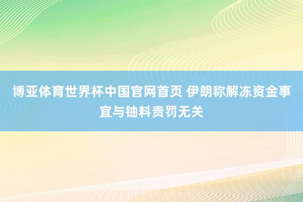 博亚体育世界杯中国官网首页 伊朗称解冻资金事宜与铀料责罚无关