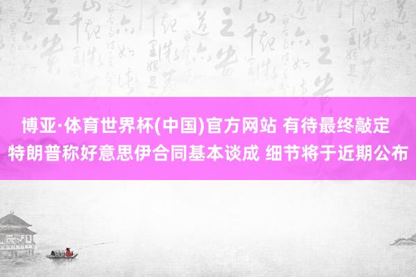 博亚·体育世界杯(中国)官方网站 有待最终敲定 特朗普称好意思伊合同基本谈成 细节将于近期公布