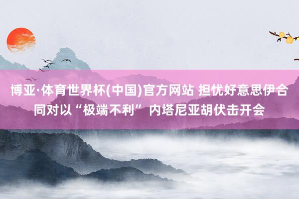 博亚·体育世界杯(中国)官方网站 担忧好意思伊合同对以“极端不利” 内塔尼亚胡伏击开会