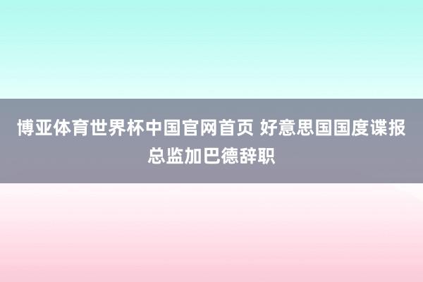 博亚体育世界杯中国官网首页 好意思国国度谍报总监加巴德辞职