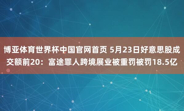 博亚体育世界杯中国官网首页 5月23日好意思股成交额前20：富途罪人跨境展业被重罚被罚18.5亿