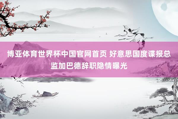 博亚体育世界杯中国官网首页 好意思国度谍报总监加巴德辞职隐情曝光