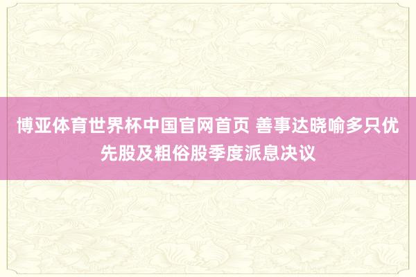 博亚体育世界杯中国官网首页 善事达晓喻多只优先股及粗俗股季度派息决议