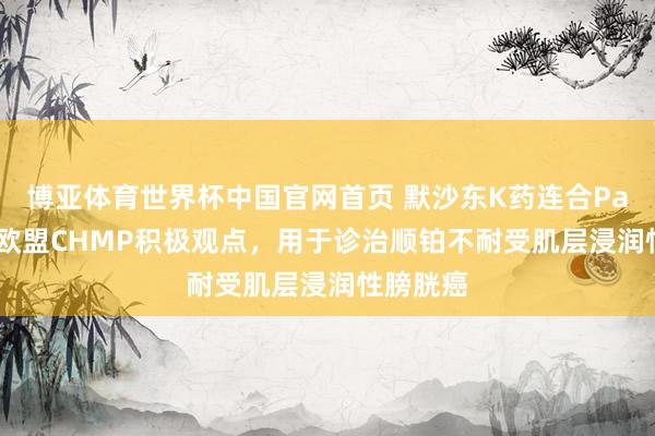 博亚体育世界杯中国官网首页 默沙东K药连合Padcev获欧盟CHMP积极观点,用于诊治顺铂不耐受肌层浸润性膀胱癌