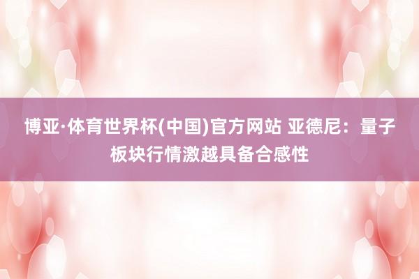 博亚·体育世界杯(中国)官方网站 亚德尼：量子板块行情激越具备合感性