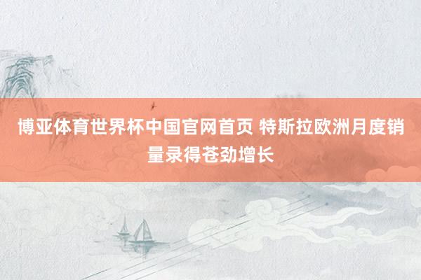 博亚体育世界杯中国官网首页 特斯拉欧洲月度销量录得苍劲增长