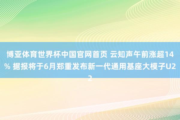 博亚体育世界杯中国官网首页 云知声午前涨超14% 据报将于6月郑重发布新一代通用基座大模子U2