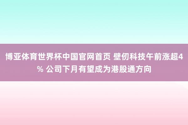 博亚体育世界杯中国官网首页 壁仞科技午前涨超4% 公司下月有望成为港股通方向