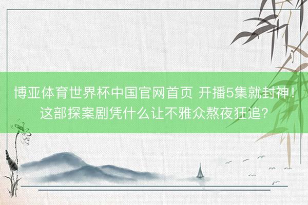 博亚体育世界杯中国官网首页 开播5集就封神!这部探案剧凭什么让不雅众熬夜狂追?