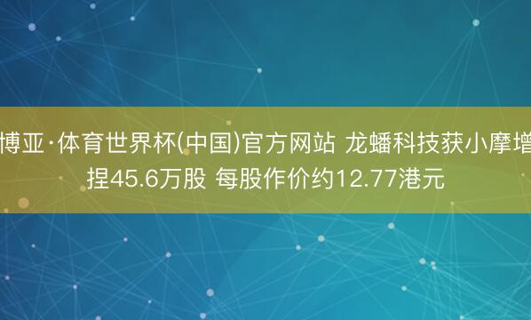 博亚·体育世界杯(中国)官方网站 龙蟠科技获小摩增捏45.6万股 每股作价约12.77港元