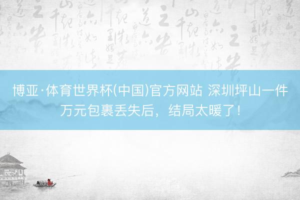 博亚·体育世界杯(中国)官方网站 深圳坪山一件万元包裹丢失后,结局太暖了!